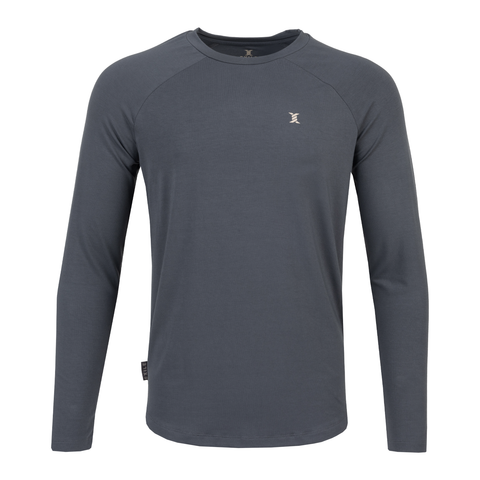 Charcoal Exile Bamboo Blend L/S Crew with small quicksand logo on left chest
